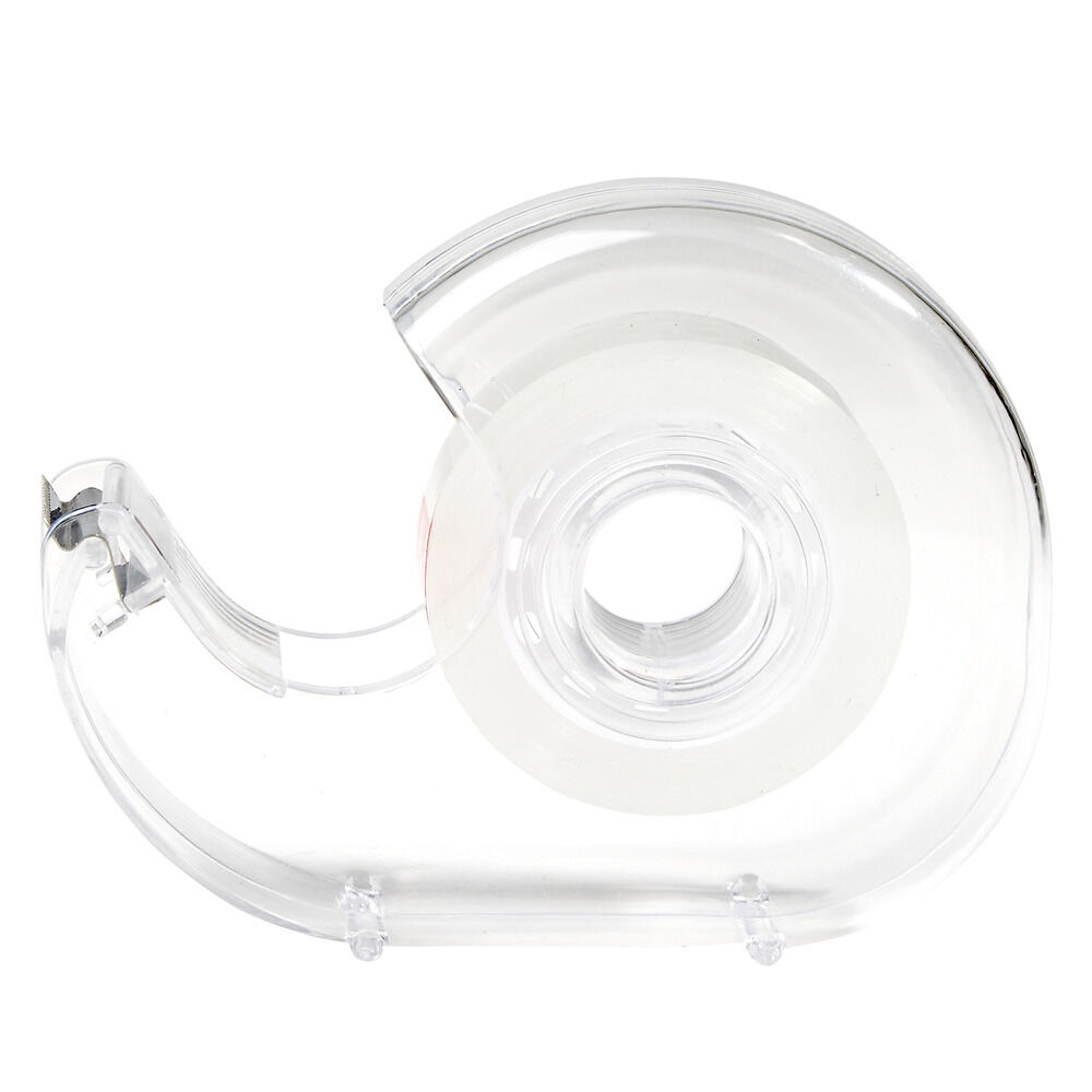 Rouleau adhésif avec dévidoir plastique transparent