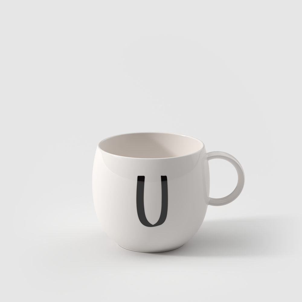 Letters Mug - White, 9.9 oz, Premium Porcelain