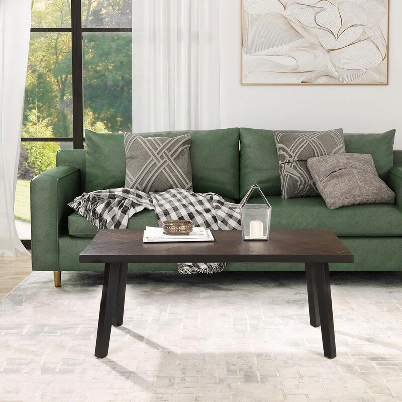 Wody Modern Coffee Table Rectangle Wood Accent Table for Living Room Apartment Loft - W22'' x L42''x H17''