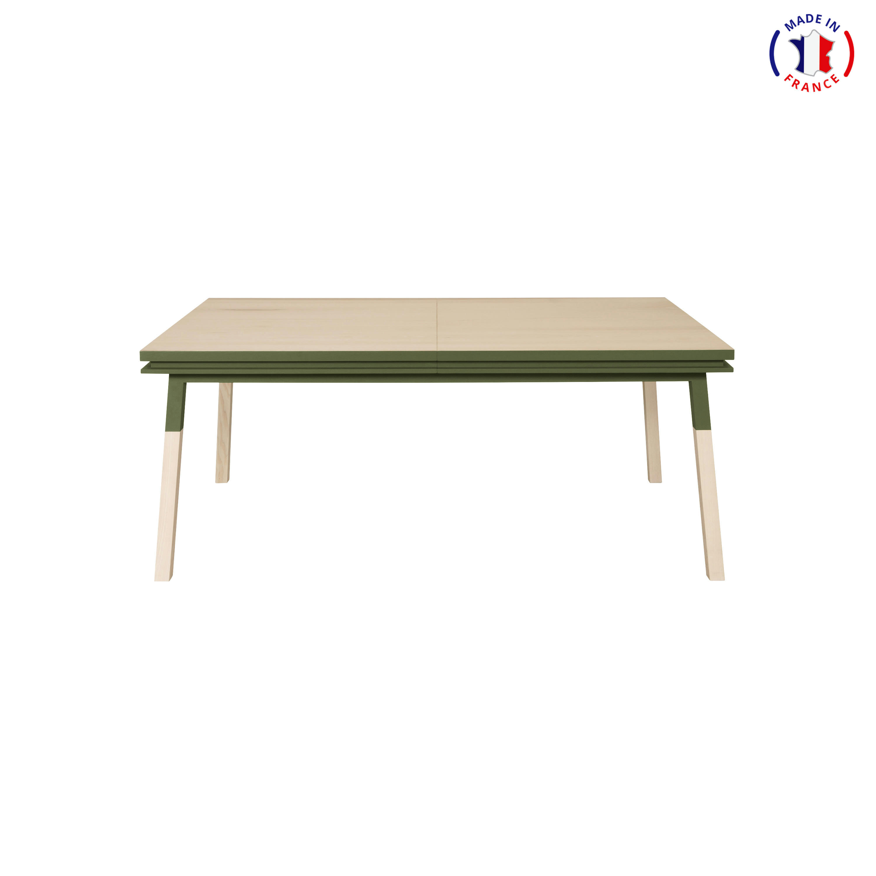 EGEE - Table 180x100 cm en frêne massif, 2 rallonges gris chocolat tanis