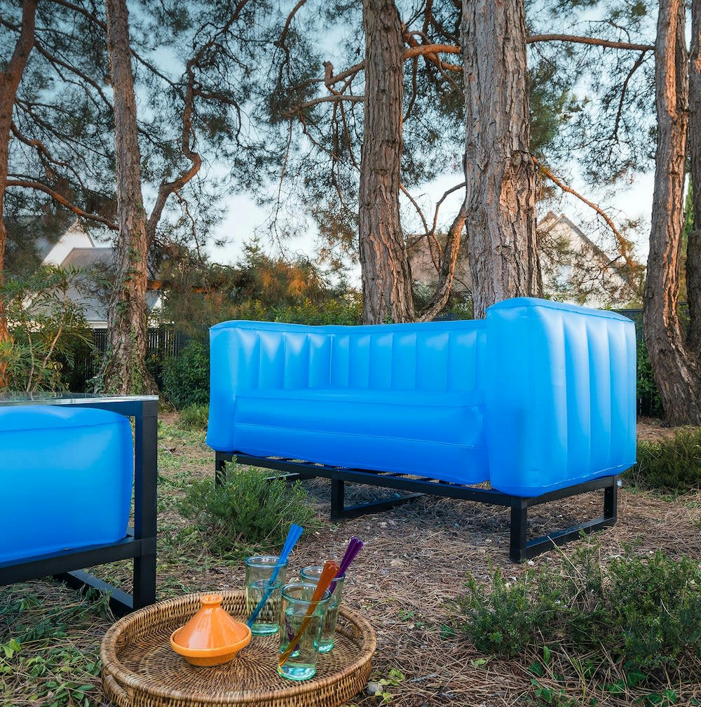 YOMI - Canapé design lumineux 2 places bleu