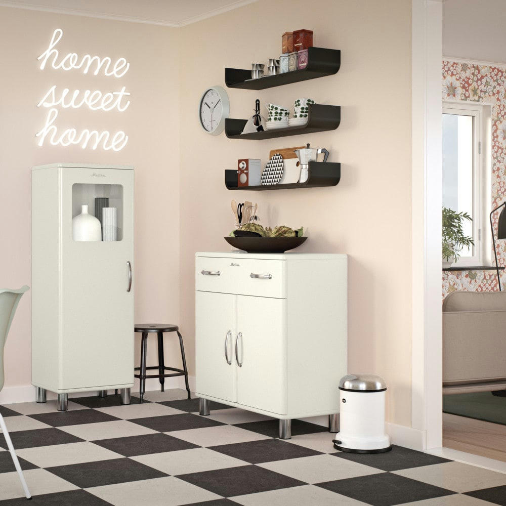 MALIBU - Colonne de rangement vintage H143cm blanc cassé