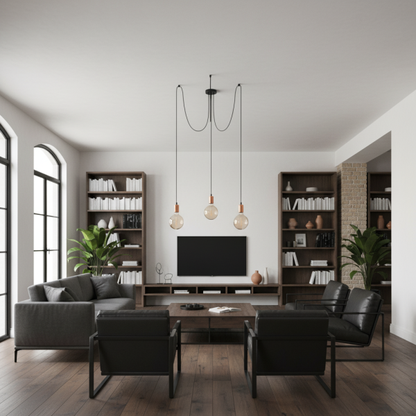 Lampa wisząca sufitowa pająk EDYLIT loft miedziana 3xE27 SPIDER 14-386
