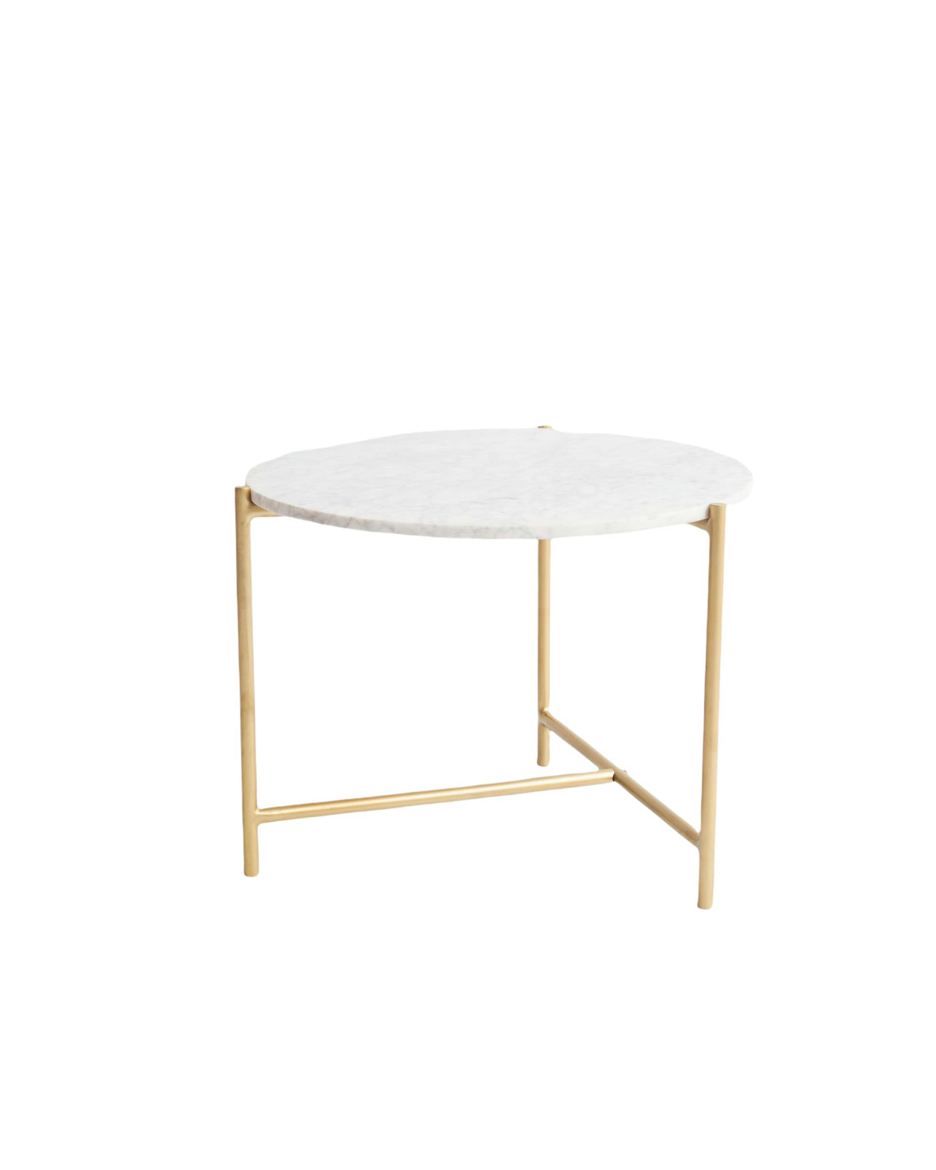 MORGANS - Table métallisée en marbre et fer blanc.