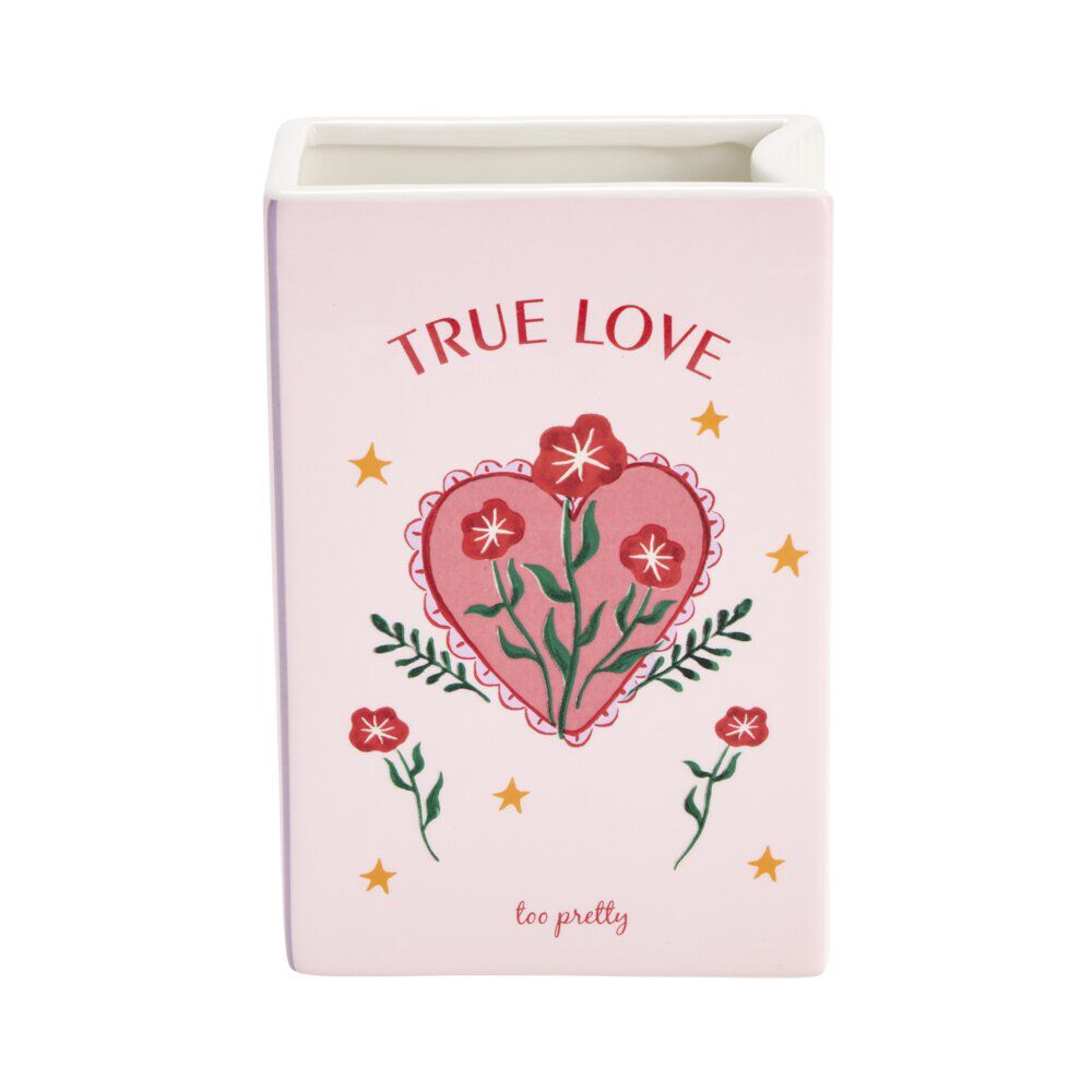 Vase céramique forme livre romantique 13,5x6,5xH20cm (2 modèles love ou secret)