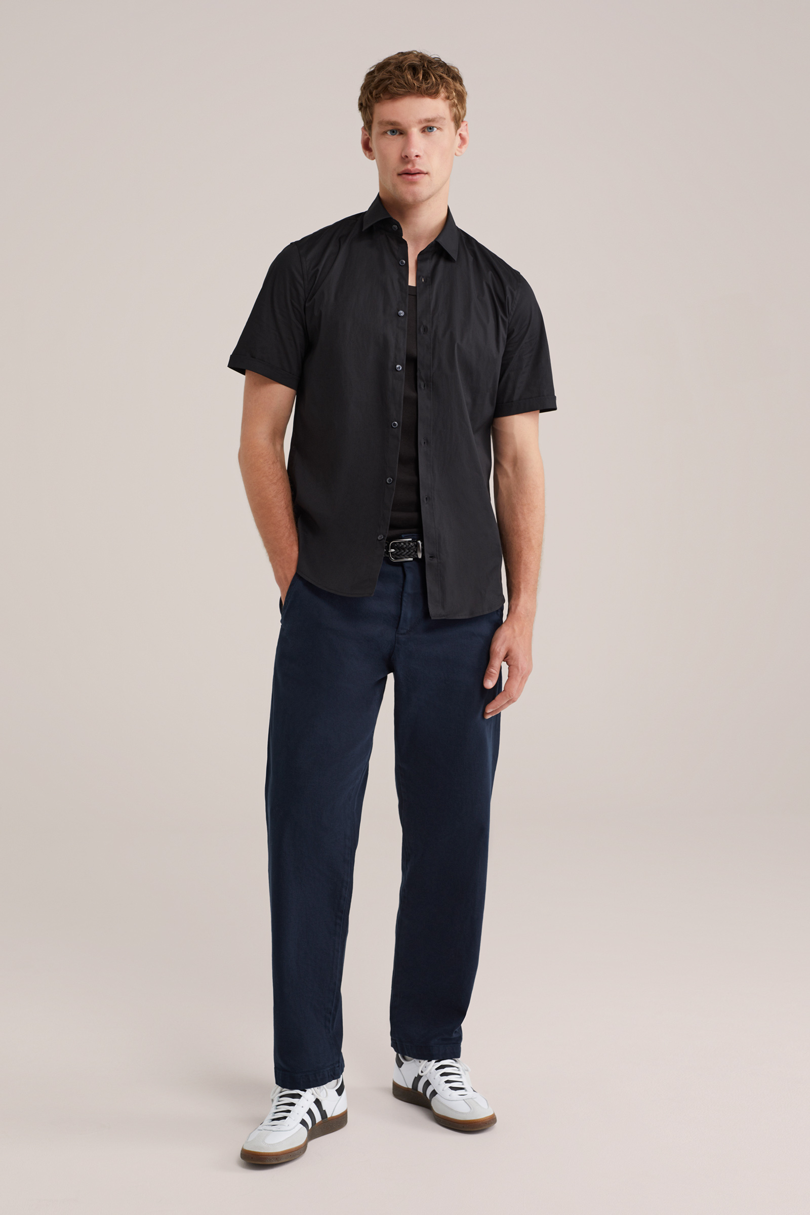 Heren slim fit overhemd met stretch