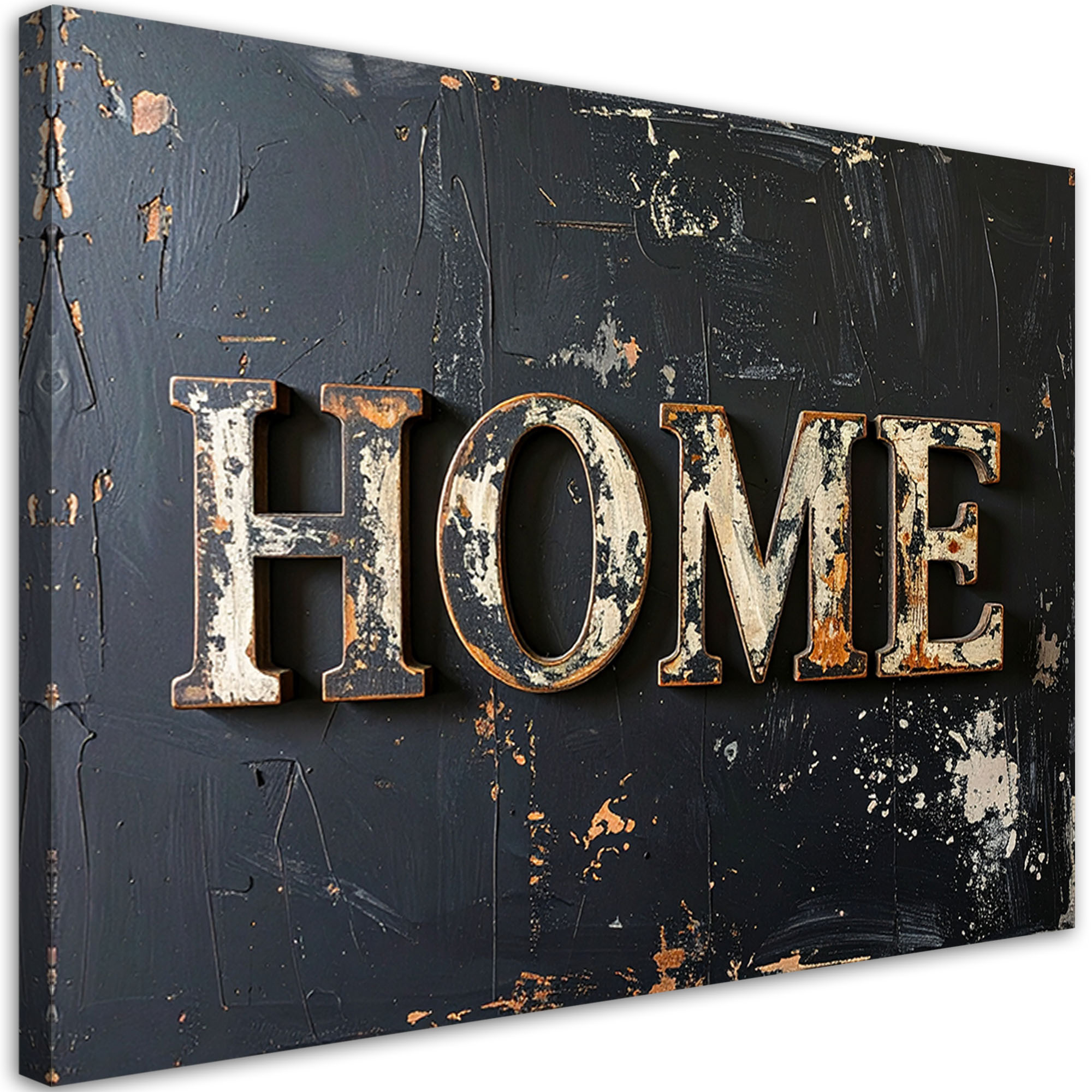Obraz do salonu biura loftu, Napis Home Typografia imitacja farby 30x20
