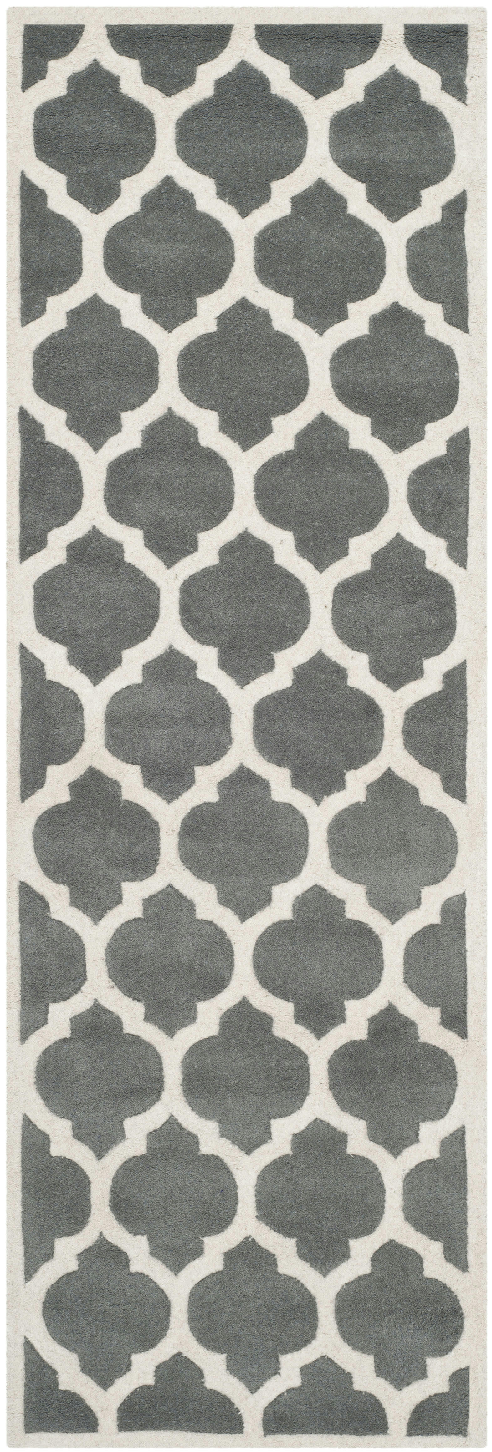 CHATHAM - Tapis de salon interieur en  gris fonce & ivoire, 69 x 213 cm