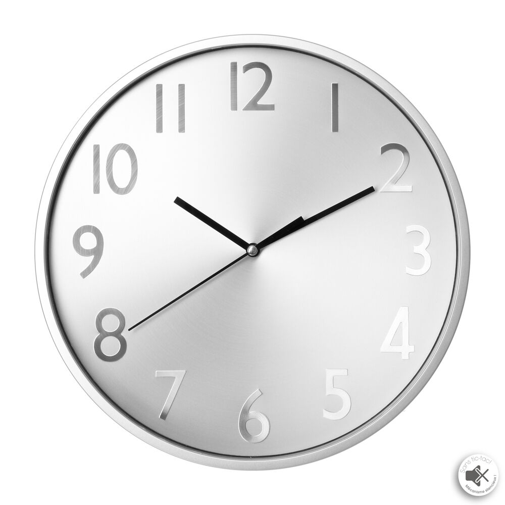 Relógio de parede em plástico efeito metalizado