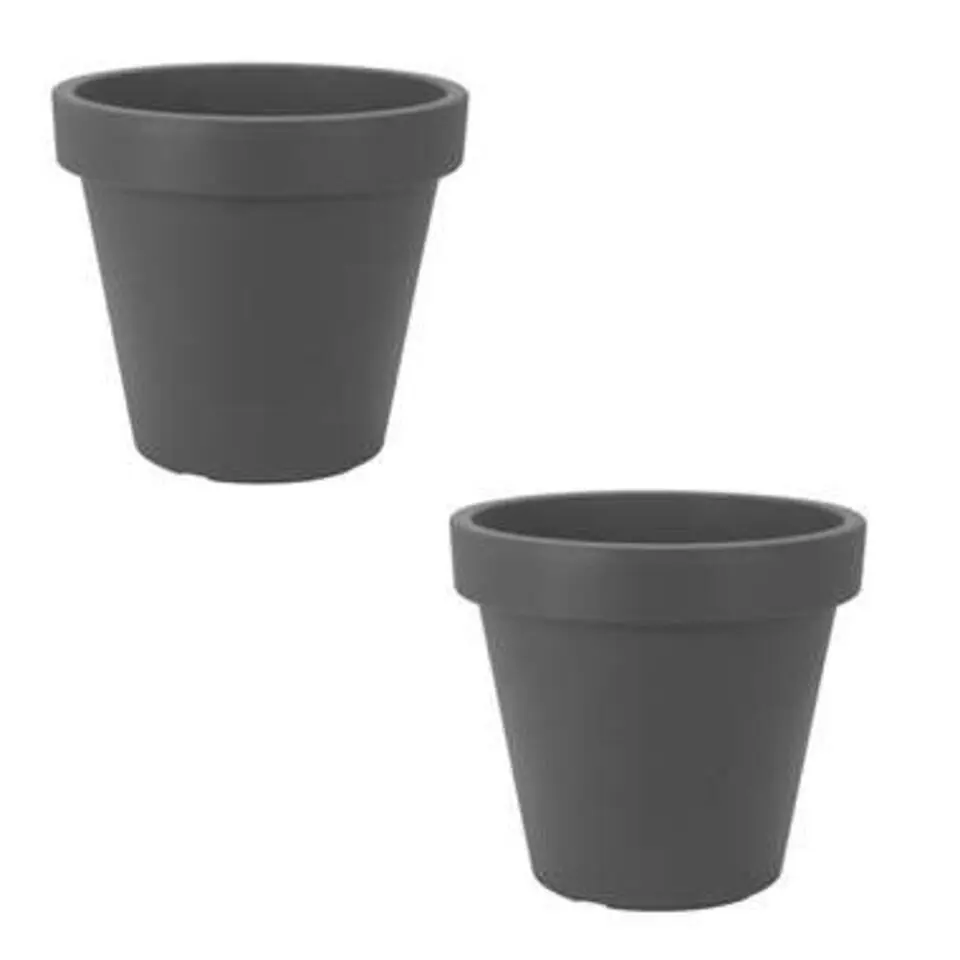 Bloempot - grijs - kunststof - rond - 30 cm