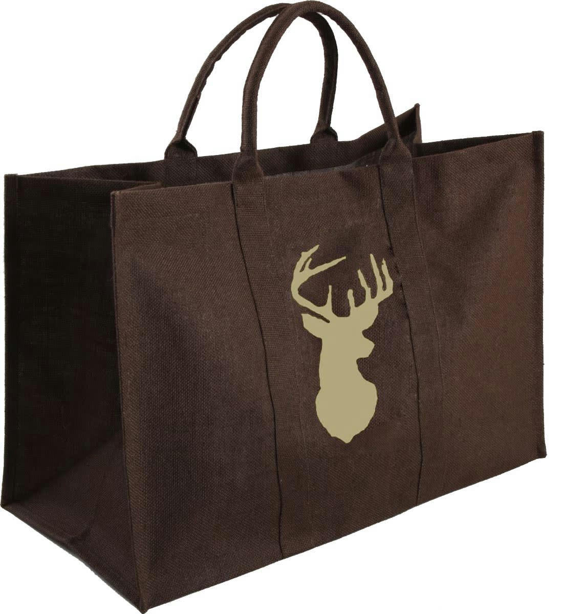- Sac à bûches en jute marron - cerf beige