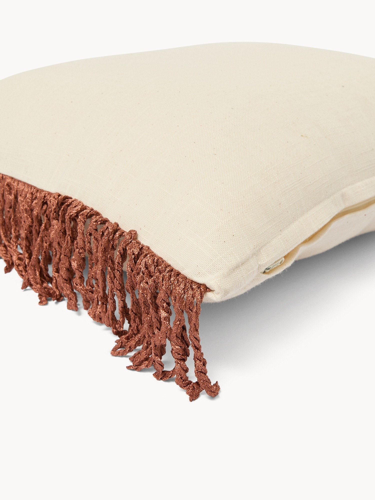 Cuscino in slub di cotone con frange 35x50cm - Prezzo di lancio