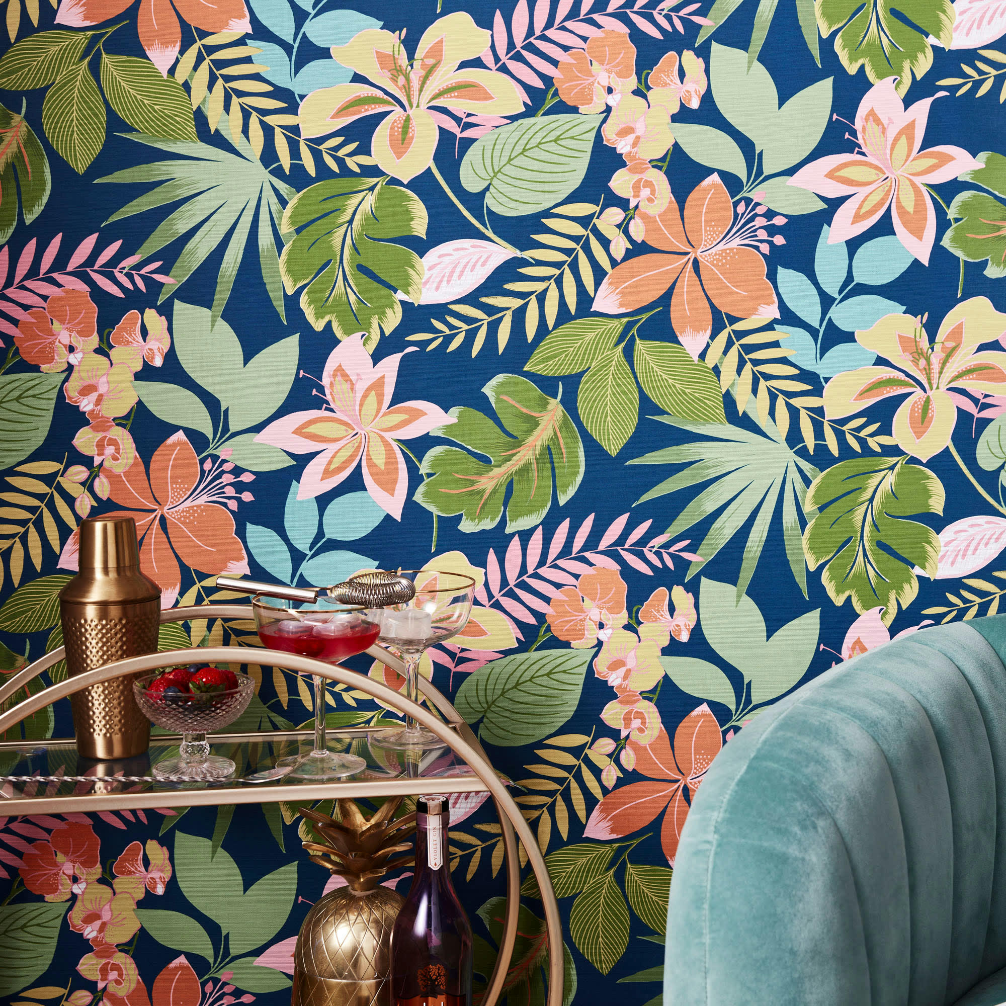 - papier peint so exotic night sur fond bleu 1005x52cm