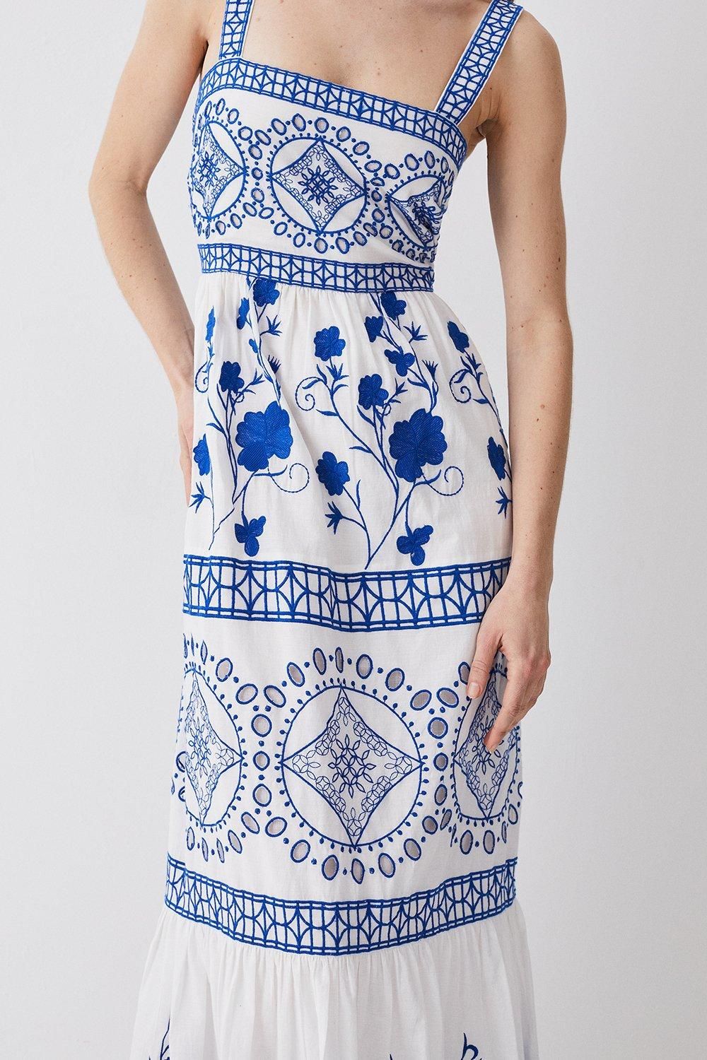 KarenMillen Floral & Geo Embroidered Woven Maxi Dress