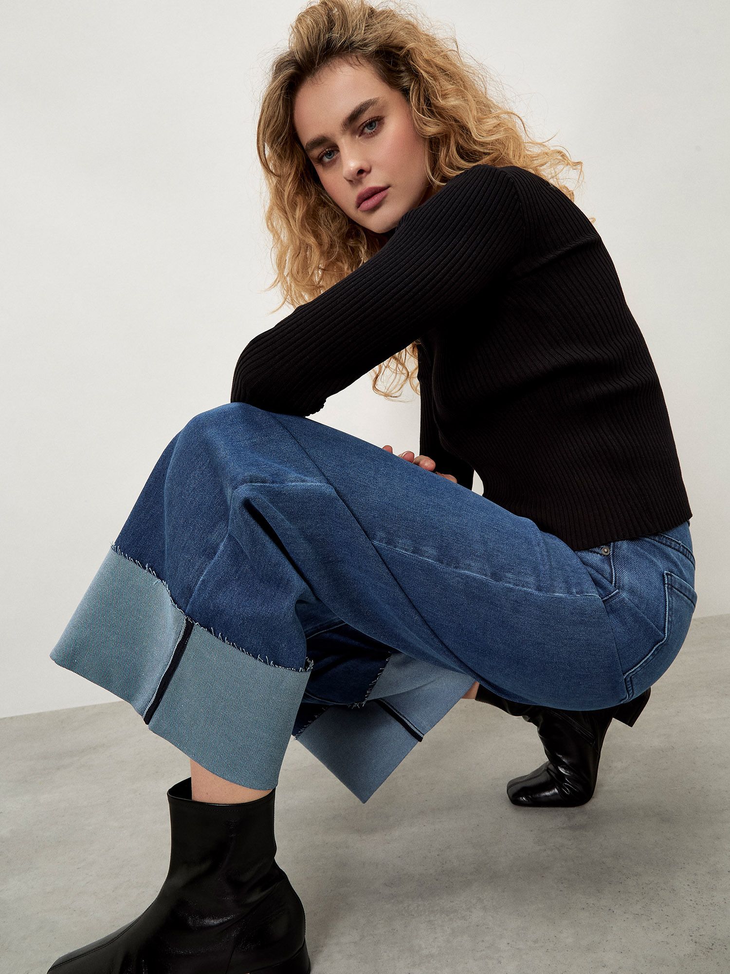 Apricot Ikeda Wide Leg Cropped Jeans