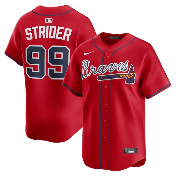 Spencer Strider Atlanta Braves Nike Alternate Limited Player Jersey - Red/White
