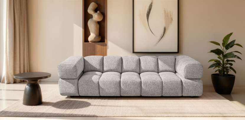 Sofa czteroosobowa, tkanina szenilowa Puente, Beżowy, Averro