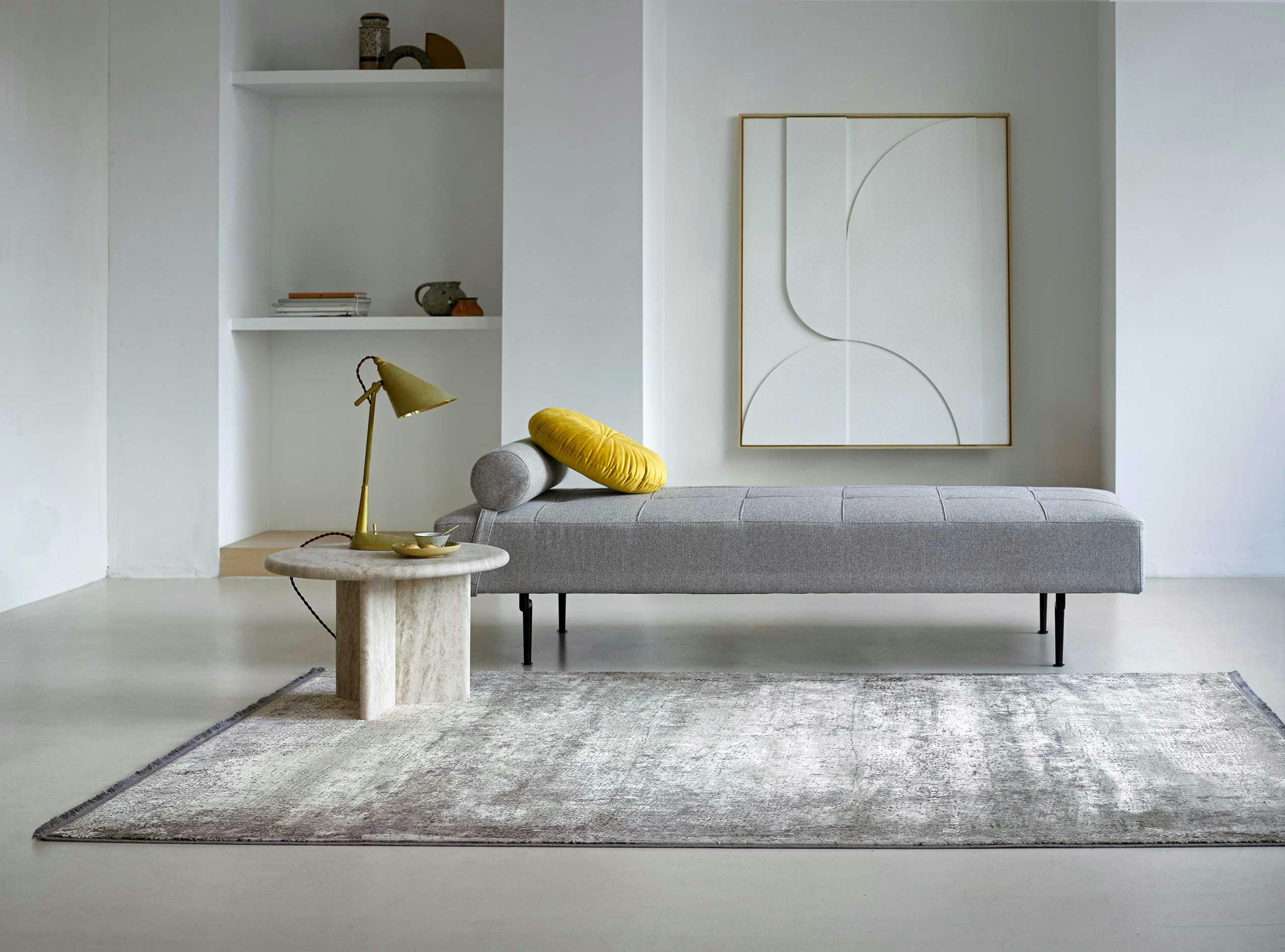 UPPERGROUND OASIS - Tapis tissé fin Vintage beige gris pour salon, chambre 340x240