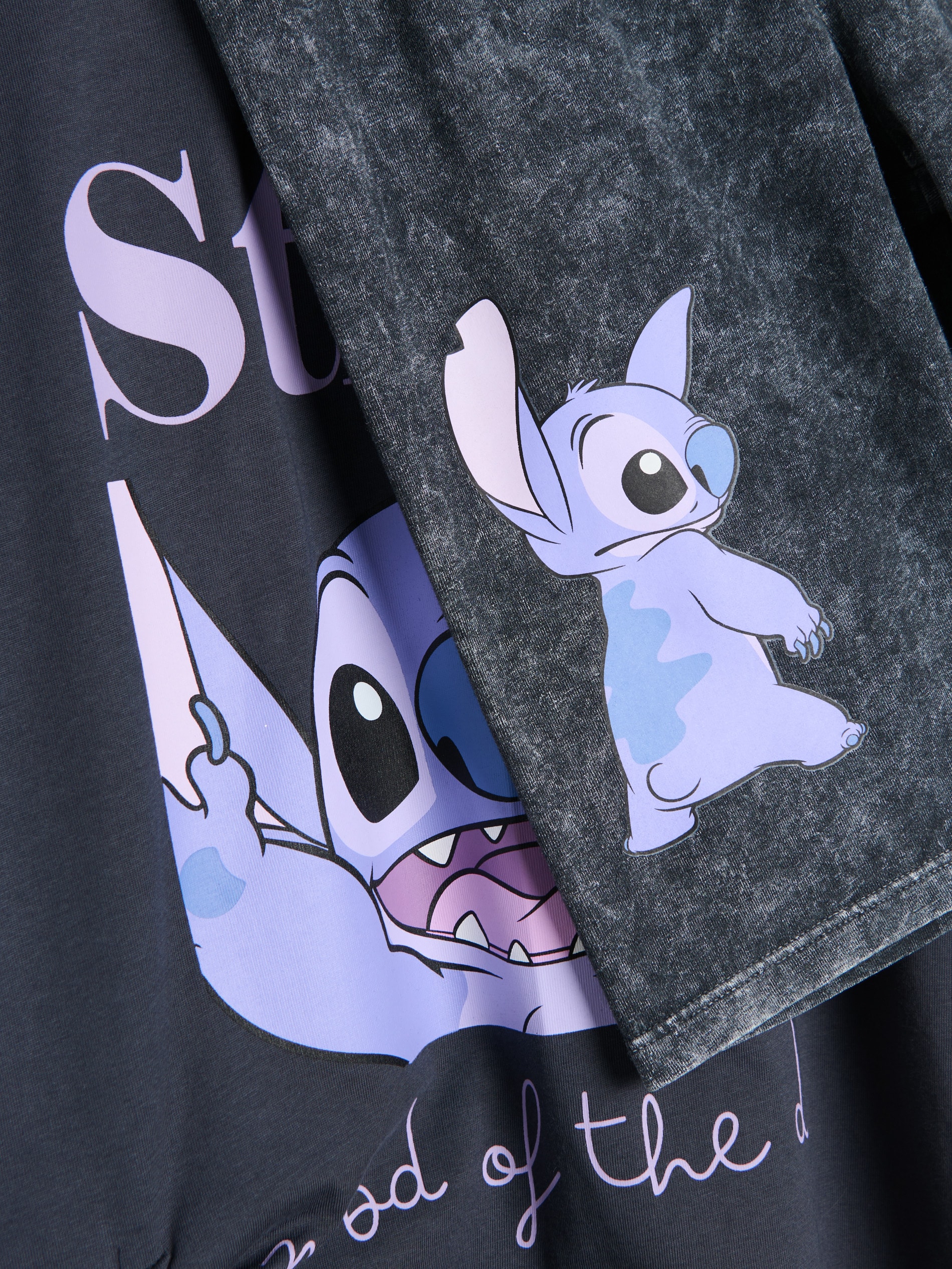 Bawełniany komplet: koszulka i kolarki z nadrukiem Stitch