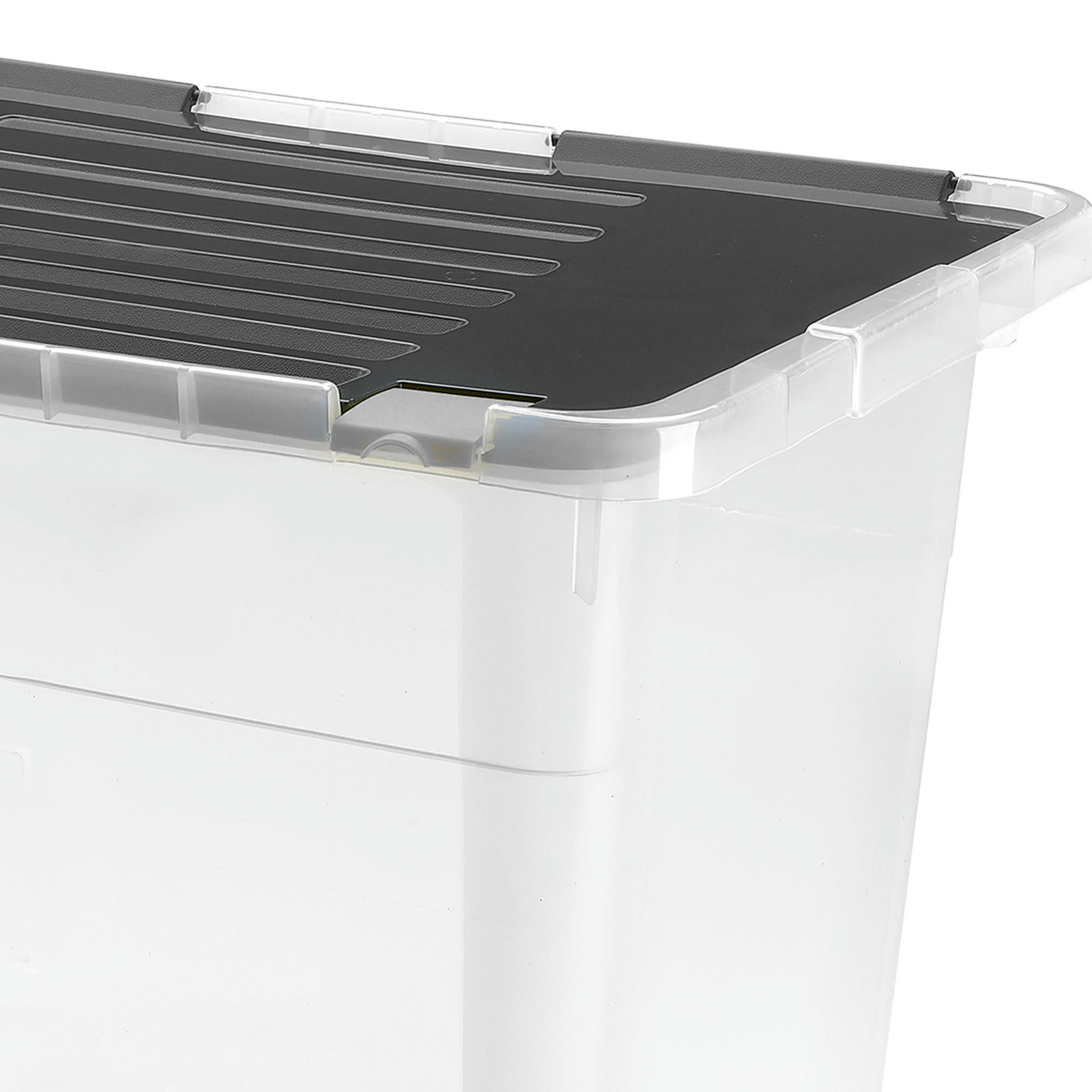 - Boîte de rangement plastique transparent couvercle clip 100L