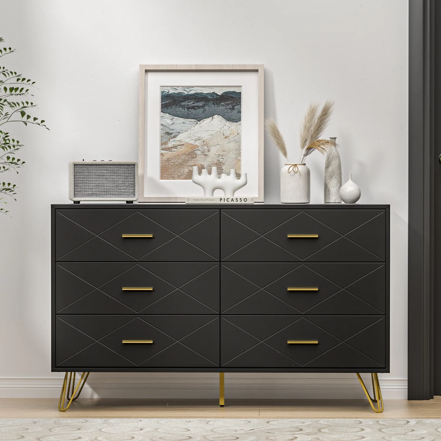 FURNIWAY 6 Drawer Dresser for Bedroom
