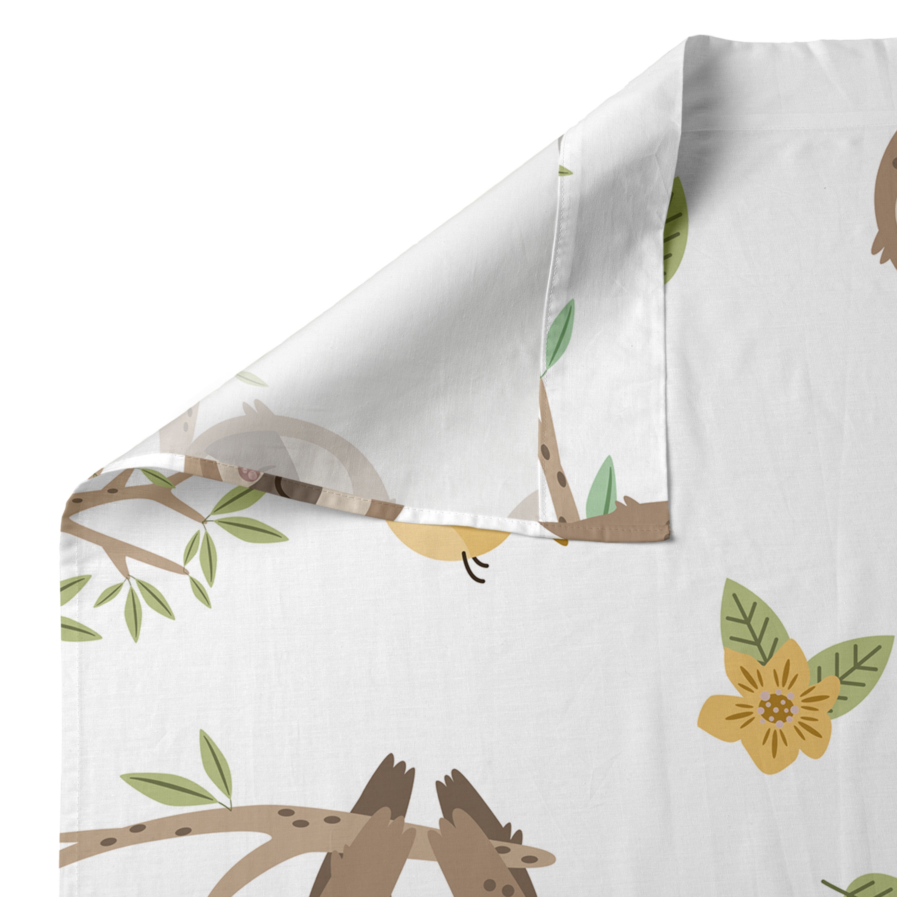 Happy sloth Laken Set ledikant 2-delig Moshi Moshi, Veelkleurig, 100%