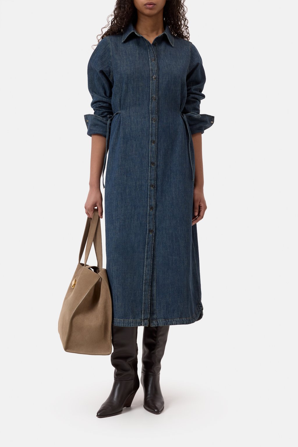 Tailliertes Denim-Kleid