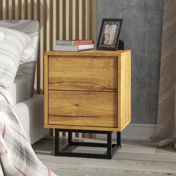 Stolik Nocny 55cm Loft ONE FURNITURE - Laminat Dębowy