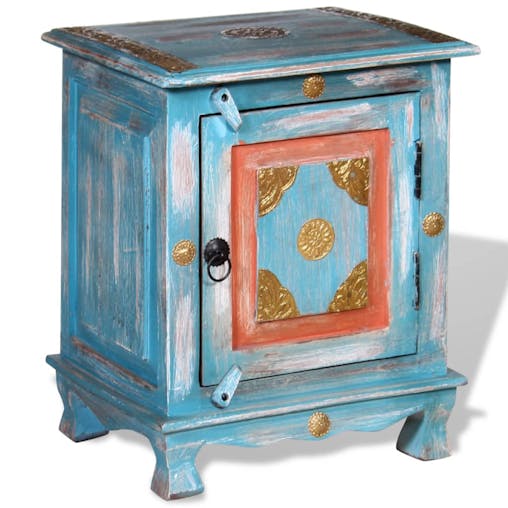 NNEVL Nightstand Solid Mango Wood Blue