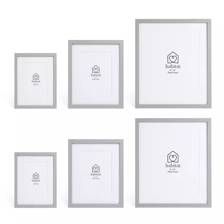 Habitat Grey Wooden 6 Picture Frames - Mixed Sizes