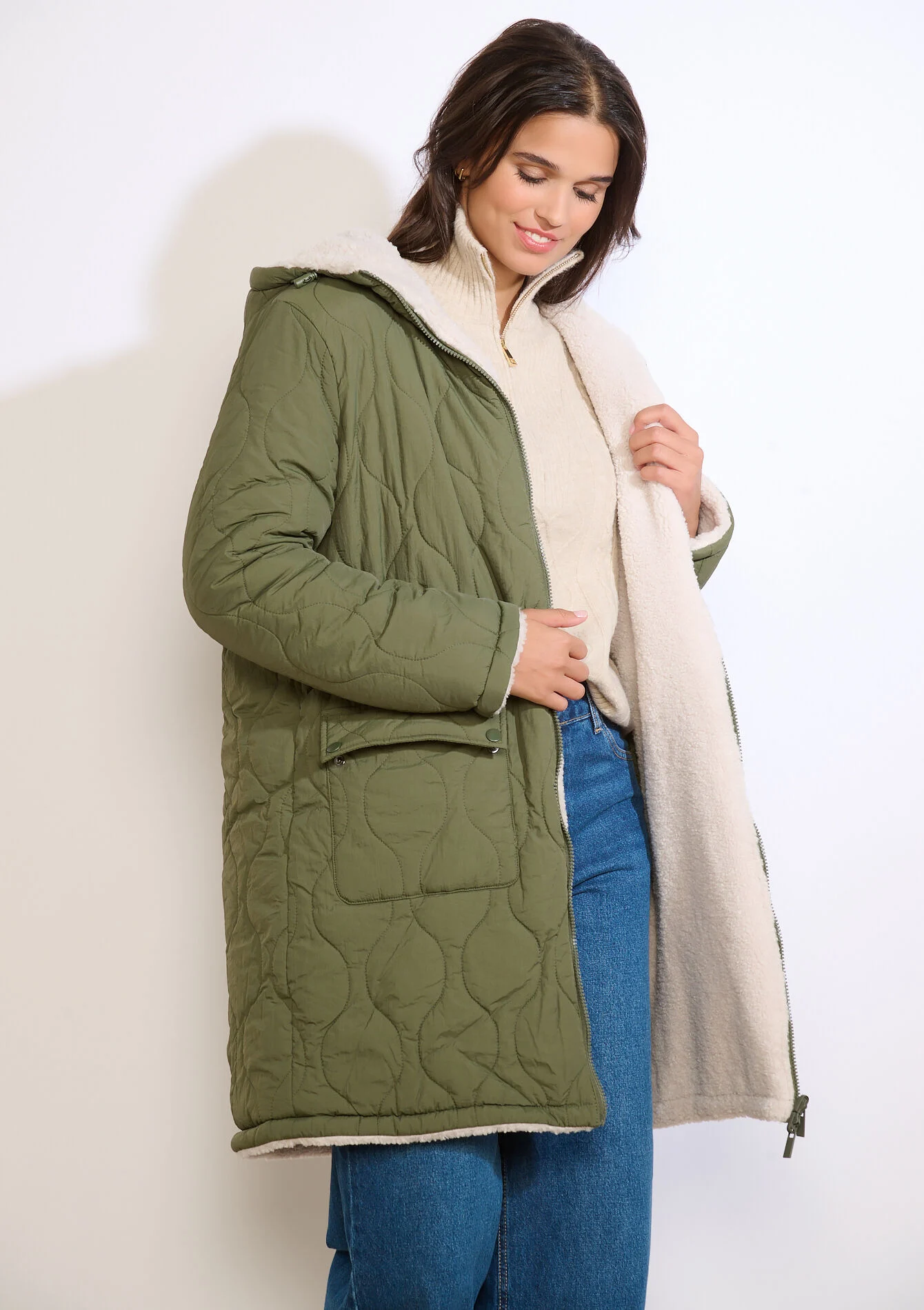 Lange omkeerbare jas