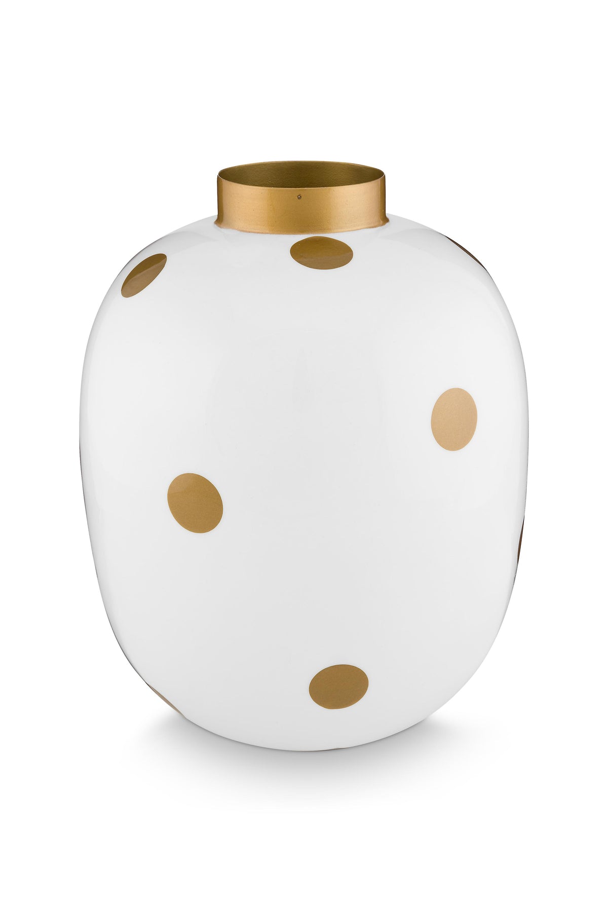 Pip Studio Vaas Dots - Metaal - Wit/ Goud - 32cm