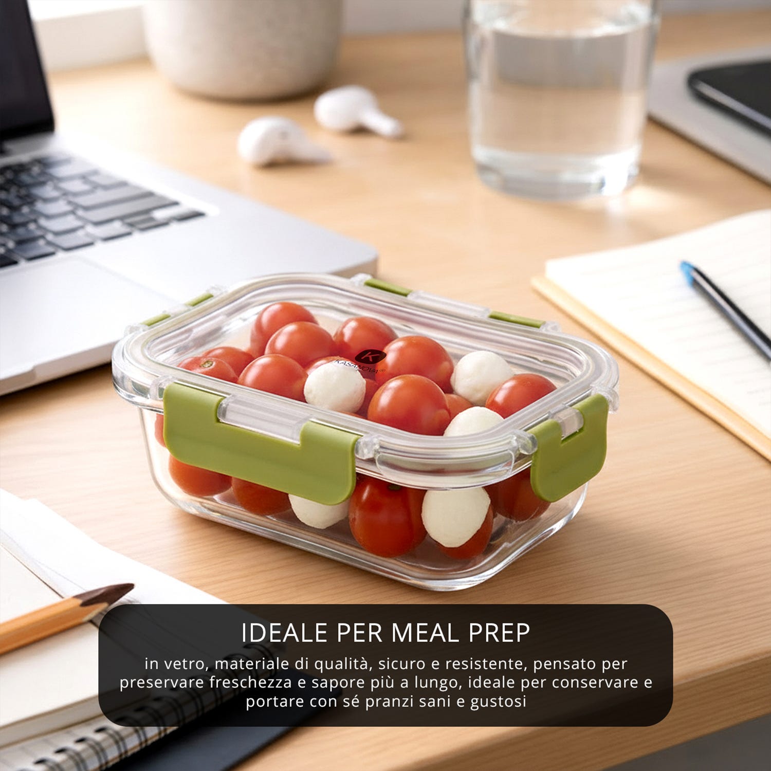 Contenitore alimentare 370 ml vetro verde