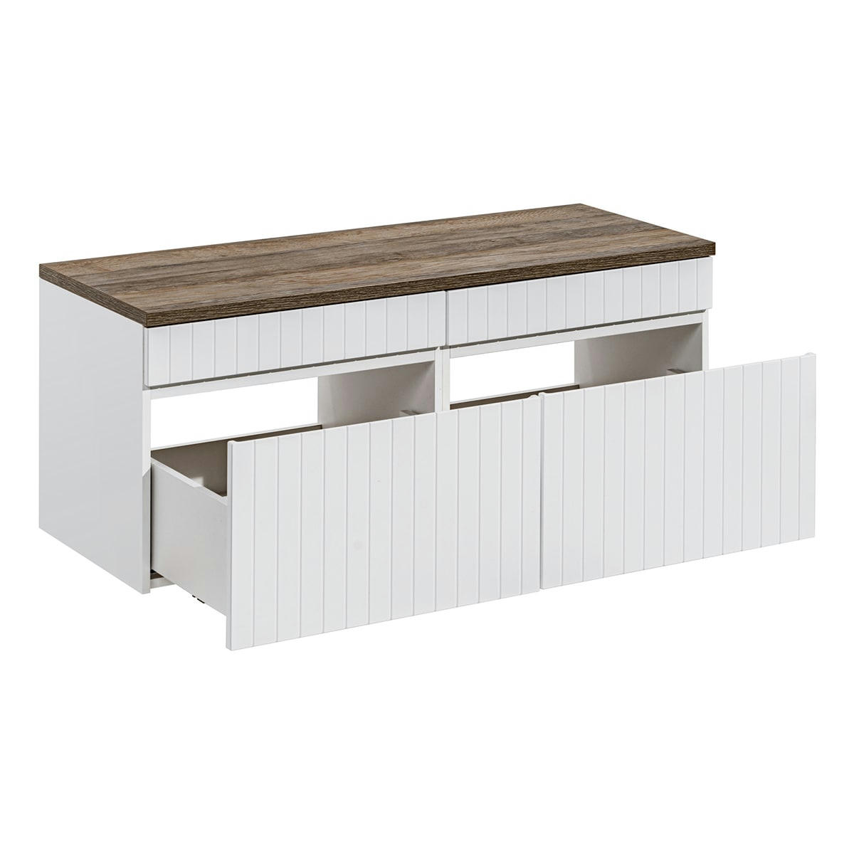 - Meuble sous-vasque 120cm plan de toilette blanc et naturel