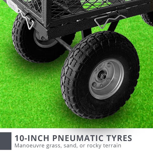 NNEDPE Garden Cart with Mesh Liner Lawn Folding Trolley Black