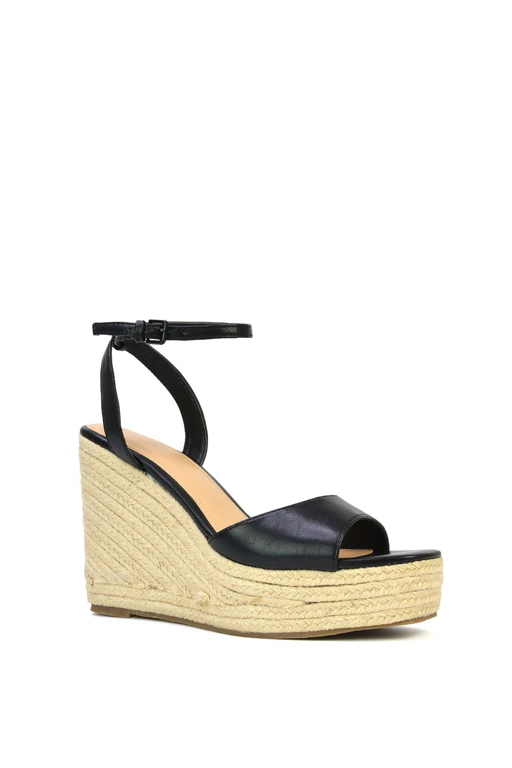 XY London Kassie' Square Toe Espadrille Platform Wedge Heel Sandals