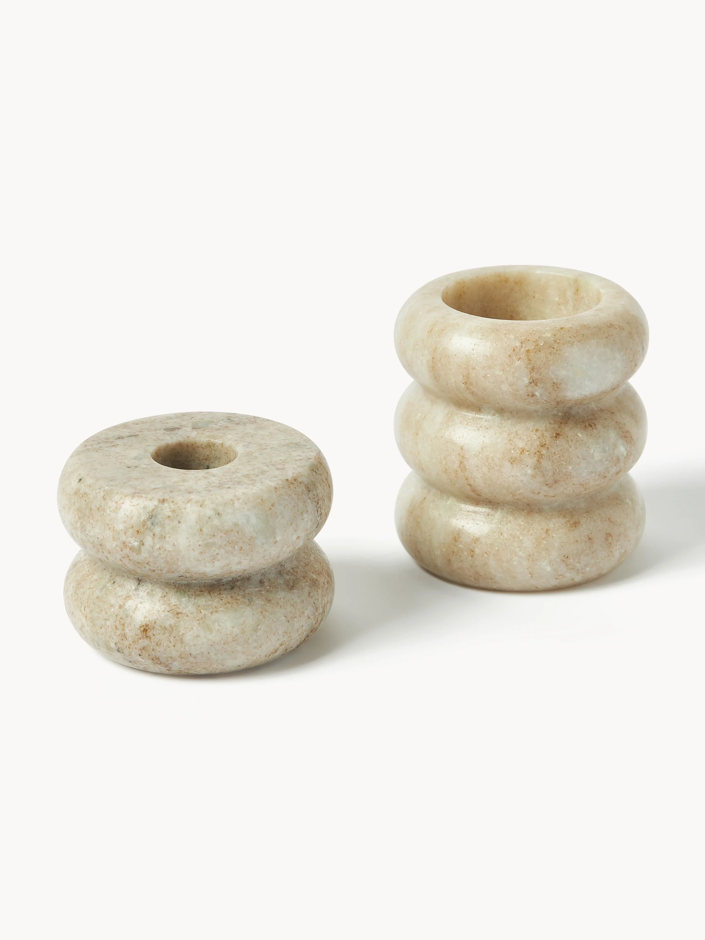 2in1 Kerzen- und Teelichthalter Orta aus Marmor, 2er-Set
