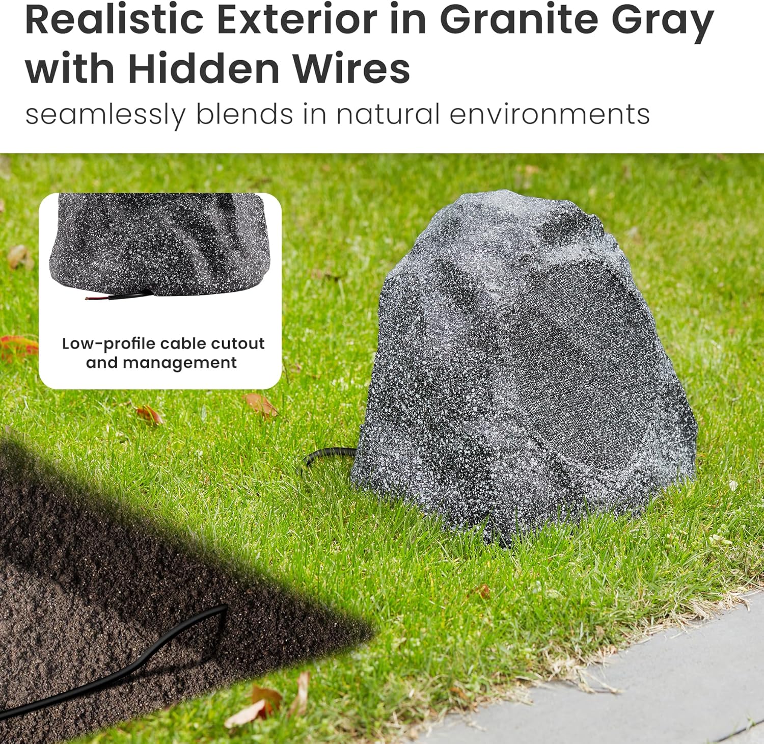 Theater Solutions 2R8G Outdoor Granite 8 Rock 2 Speaker Set for Deck Pool Spa Yard Garden