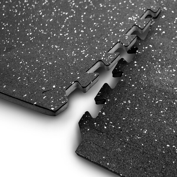 Puzzle Exercise Mat High Density Rubber Interlocking Gym Tiles (Grey Dots)