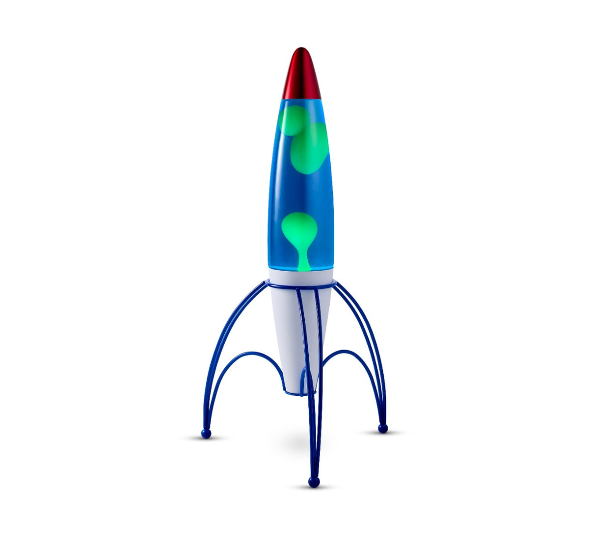 Lighto | Raket lavalamp | blauwe vloeistof met gele lava
