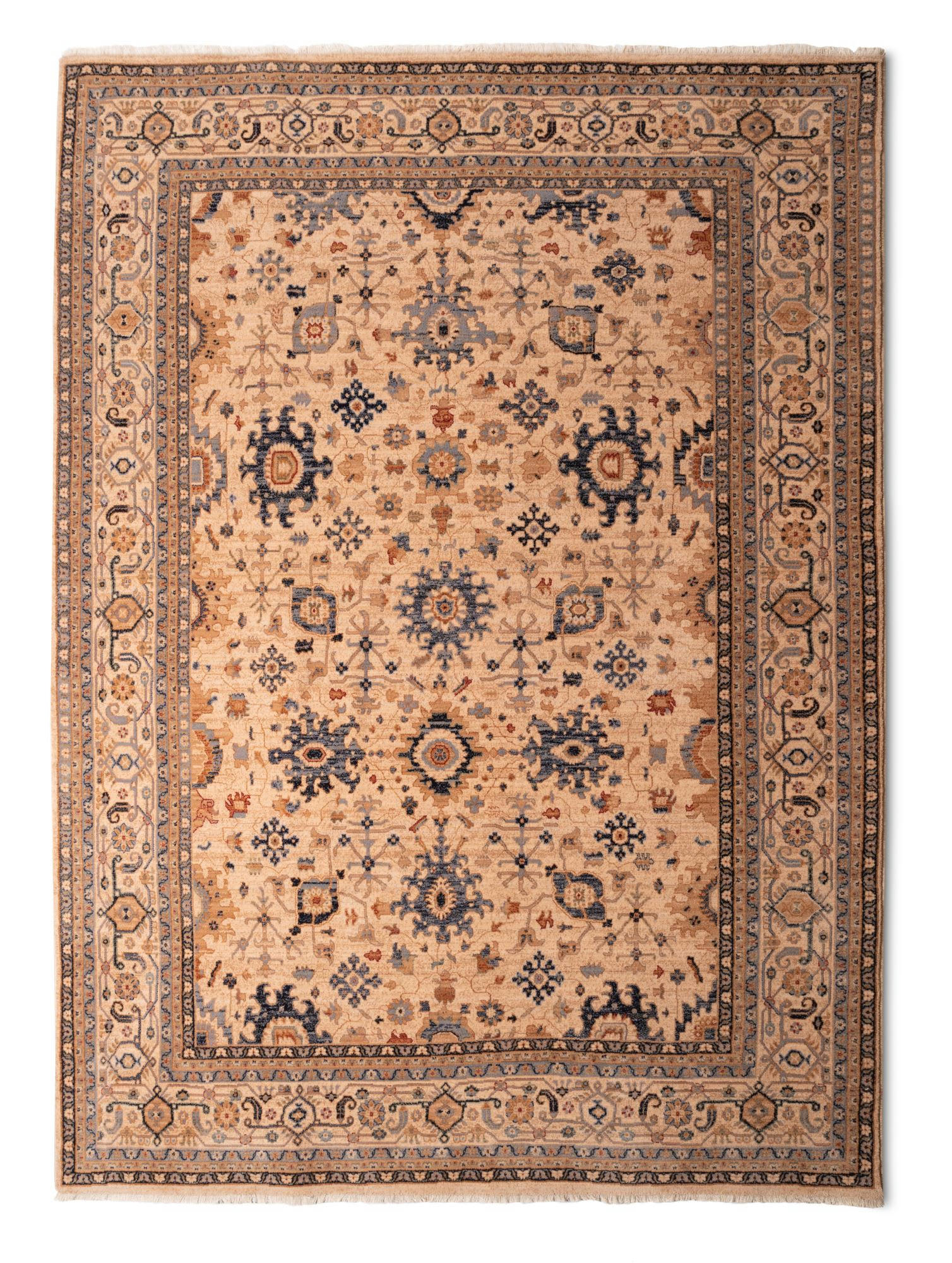 SAHARNA - Tapis d'orient tissé - à franges beige 060x085 cm