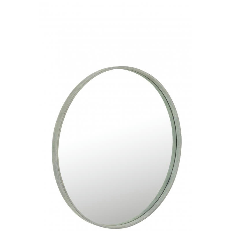 CUIR - Miroir rond cuir vert D60