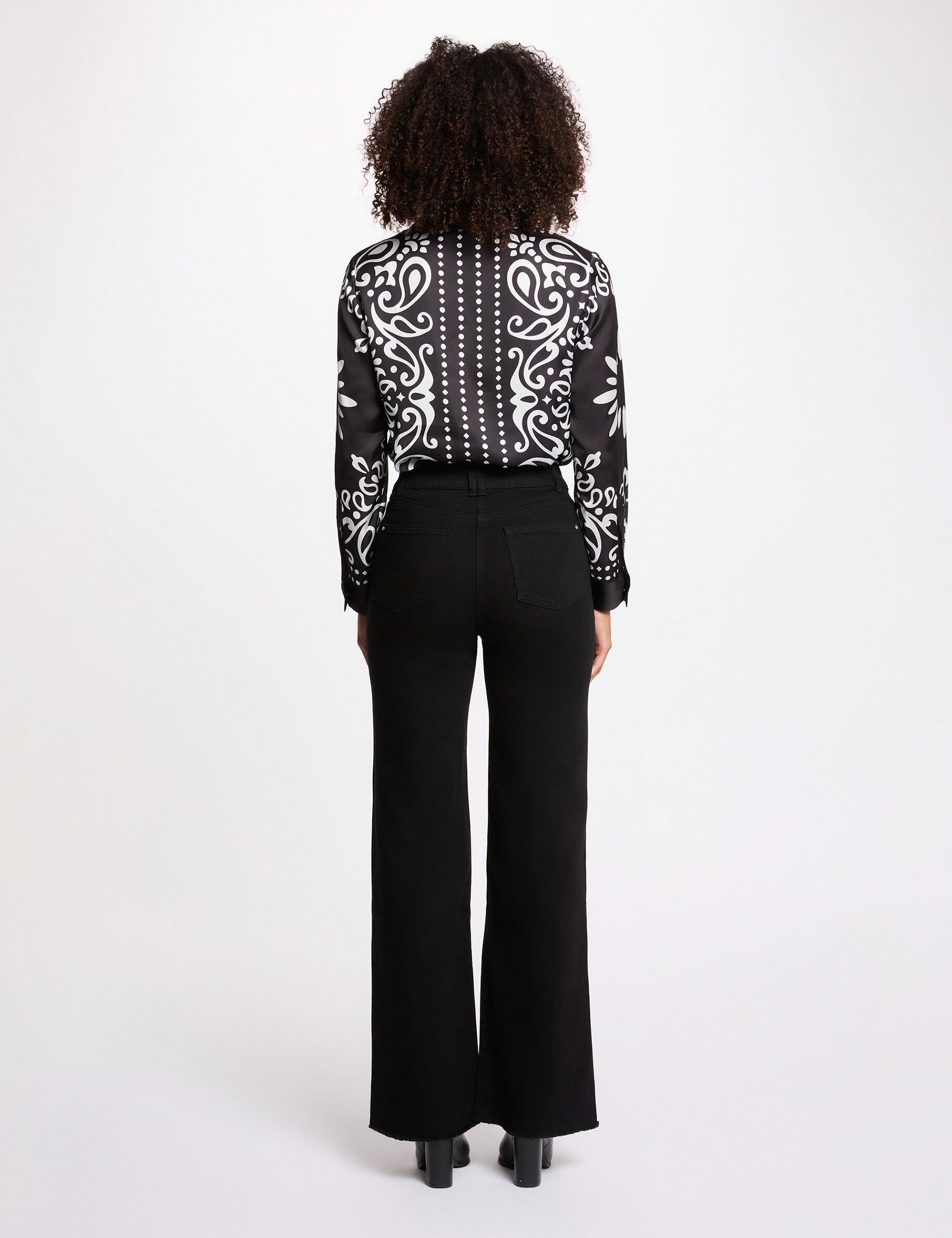 Flowy Printed Shirt Black Women