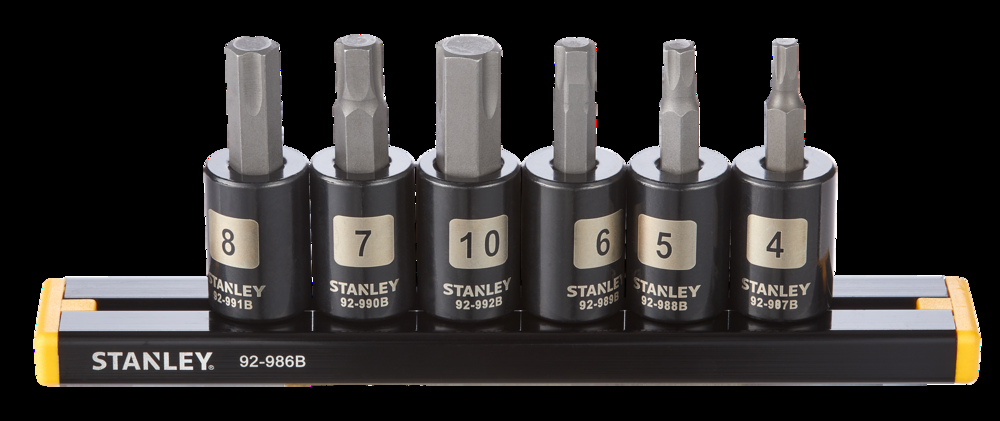 Stanley Professional Grade Black Chrome Hex Bit Socket Set, SAE, 6-pc