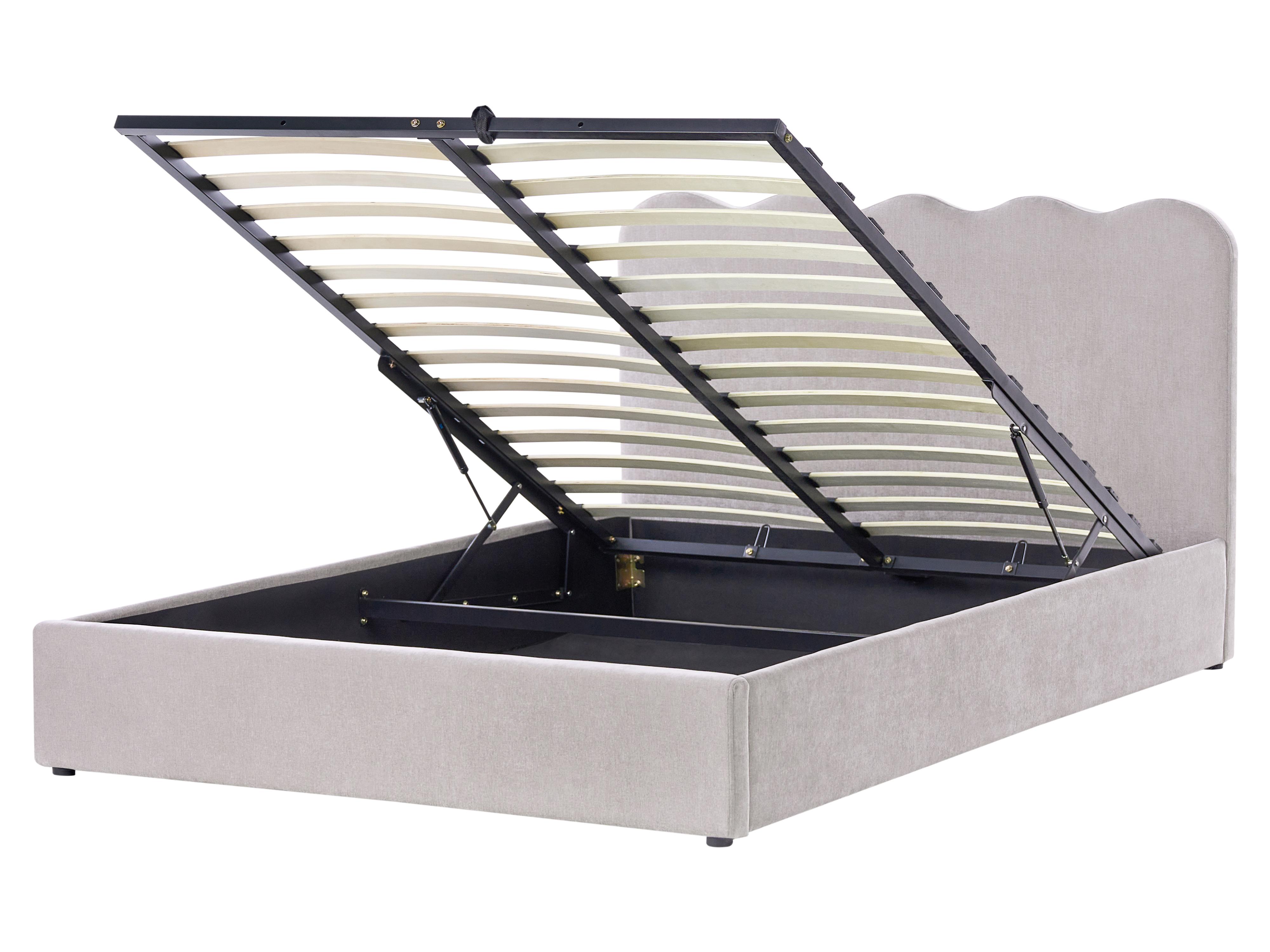 Ottoman Bed Chenille NANTERRE 140 x 200 cm (EU Double) Taupe