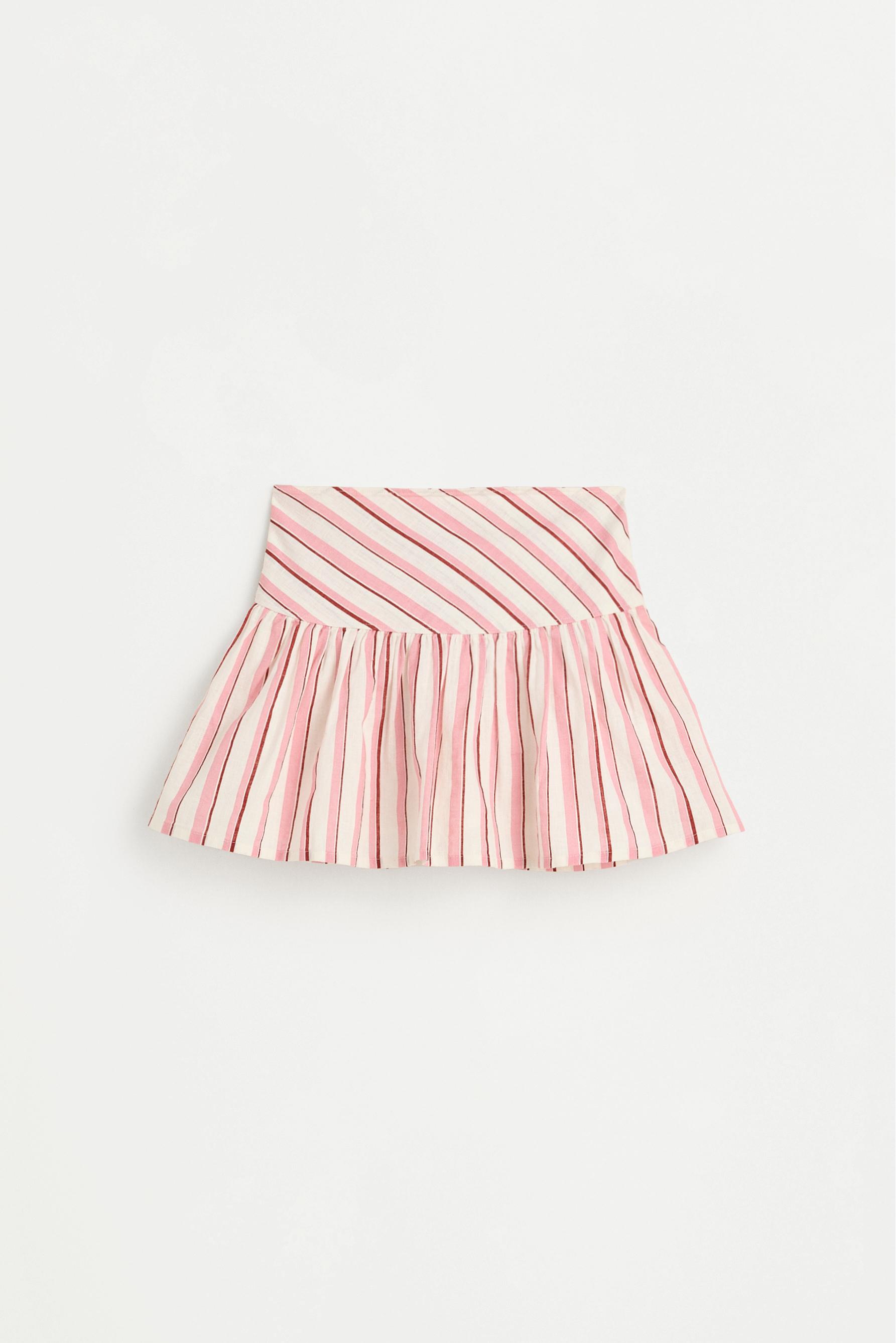 Niña | Skort rayas rosas algodón - lino