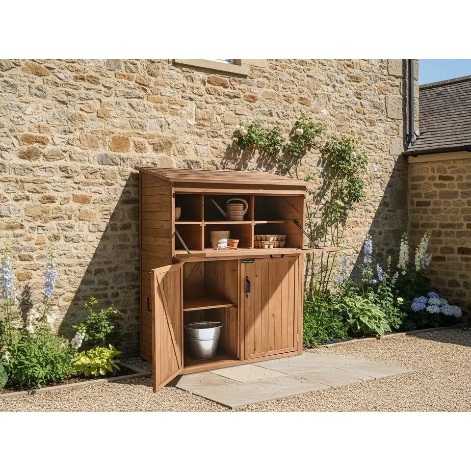 TOFFIA - Gereedschapsschuur - Bruin - Dennenhout