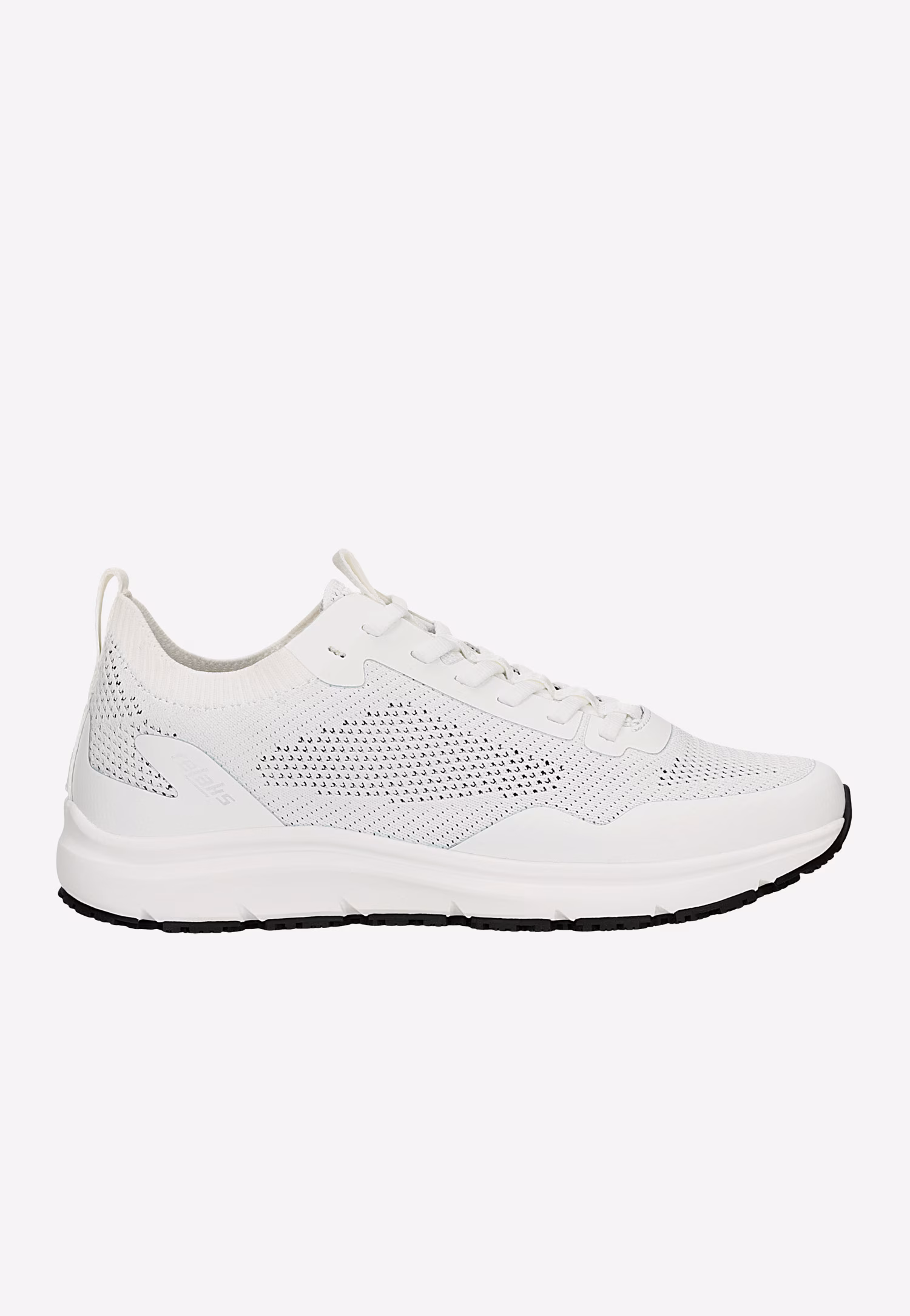 Białe sneakersy RELAKS z odblaskowym logo na pięcie