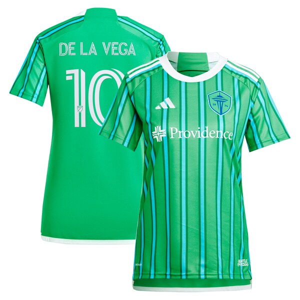Pedro de la Vega Seattle Sounders FC adidas Women's 2024 The Anniversary Kit Replica Player Jersey – Green
