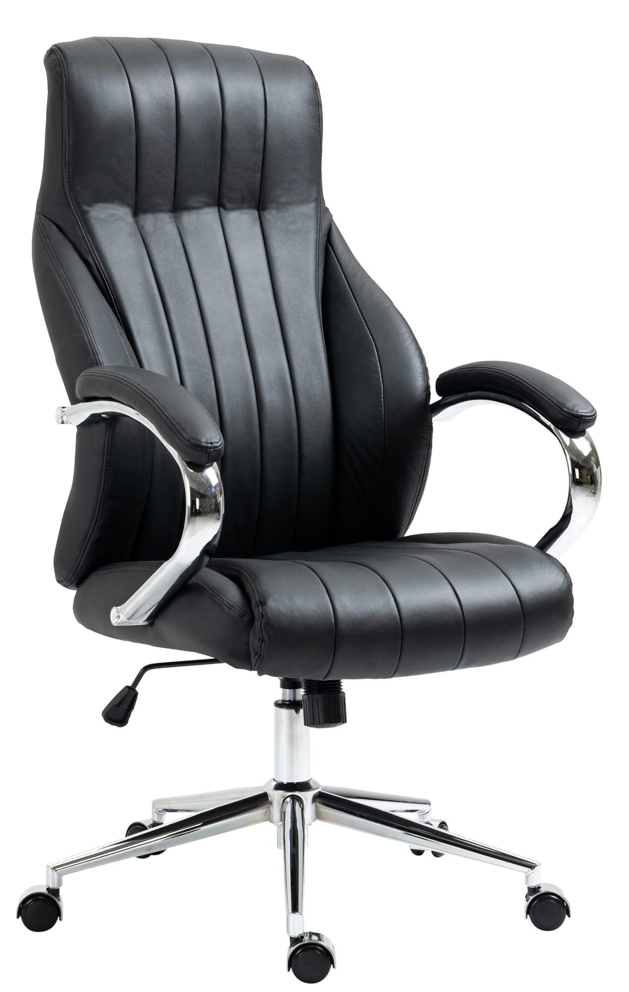 WIGAN - Chaise de bureau réglable pivotant en véritable cuir Noir